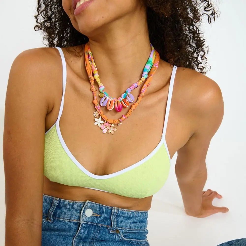 الحب شاطئ المحيط سلسلة قلادة زهرة الحب القلب القماش سلسلة قلادة العرقية نمط سوار الدوبامين قلادة المرأة