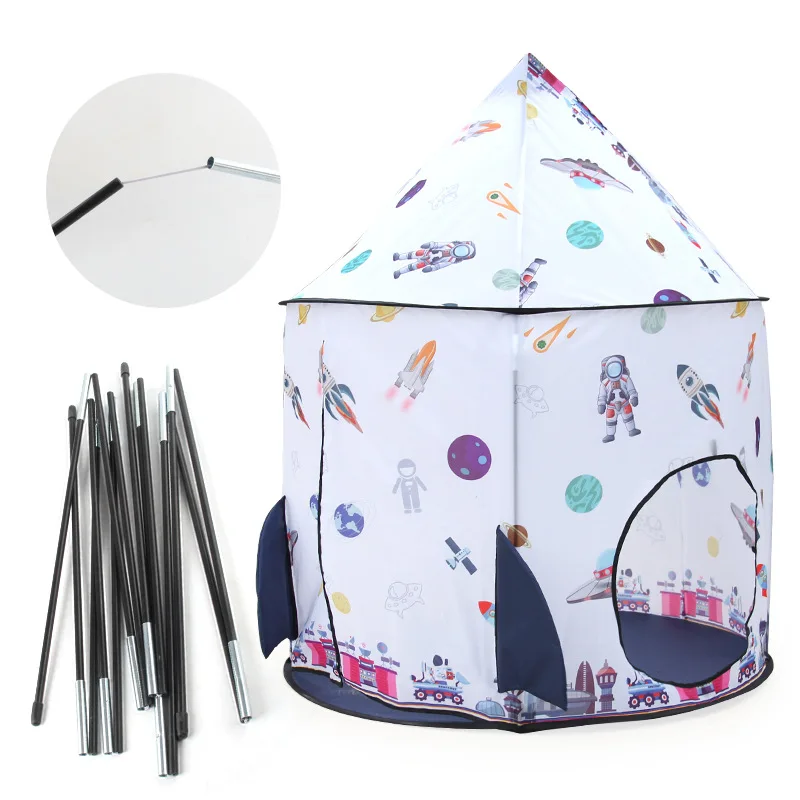 Rocket Ship Kids Tents Pop Up Play Toys Tent for Children Large Space Indoor Pretend Playhouse Outdoor Play Tent for Boys & Girl