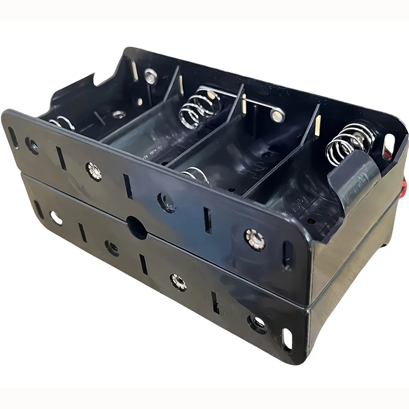 12V 8 Slot D Size DIY Battery Holder Storage Case Box Back To Back Container with Black Red Wire Leads for 1.5V D Cell Batteries