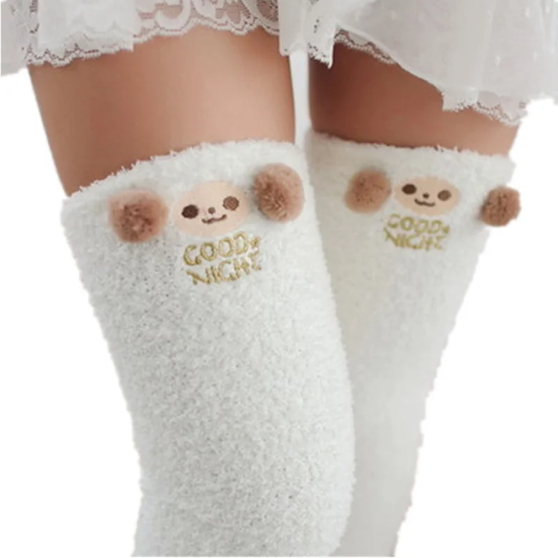 Calcetines hasta la rodilla de modelado de animales japoneses Mori para niña, medias de compresión lindas a rayas, calcetín cálido Kawaii,