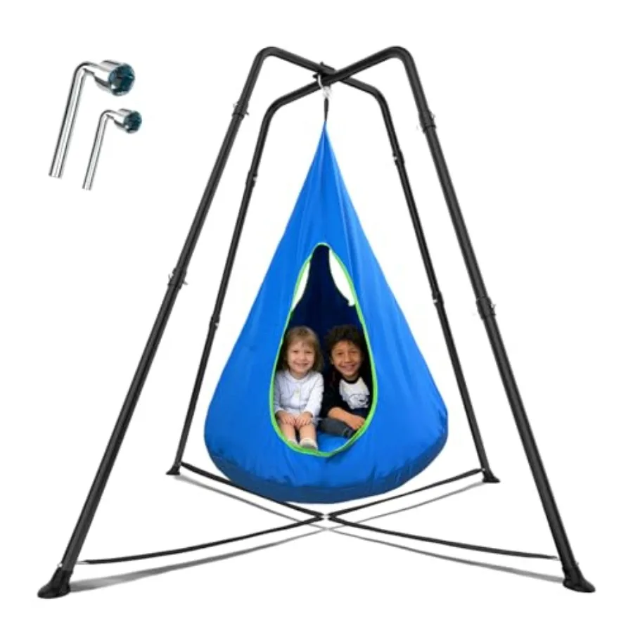 

Каркас для качелей с подвесным креслом-гнездом, съемной игровой палаткой и сенсорным комплексом для детей, X-образная усиленная рама для качелей