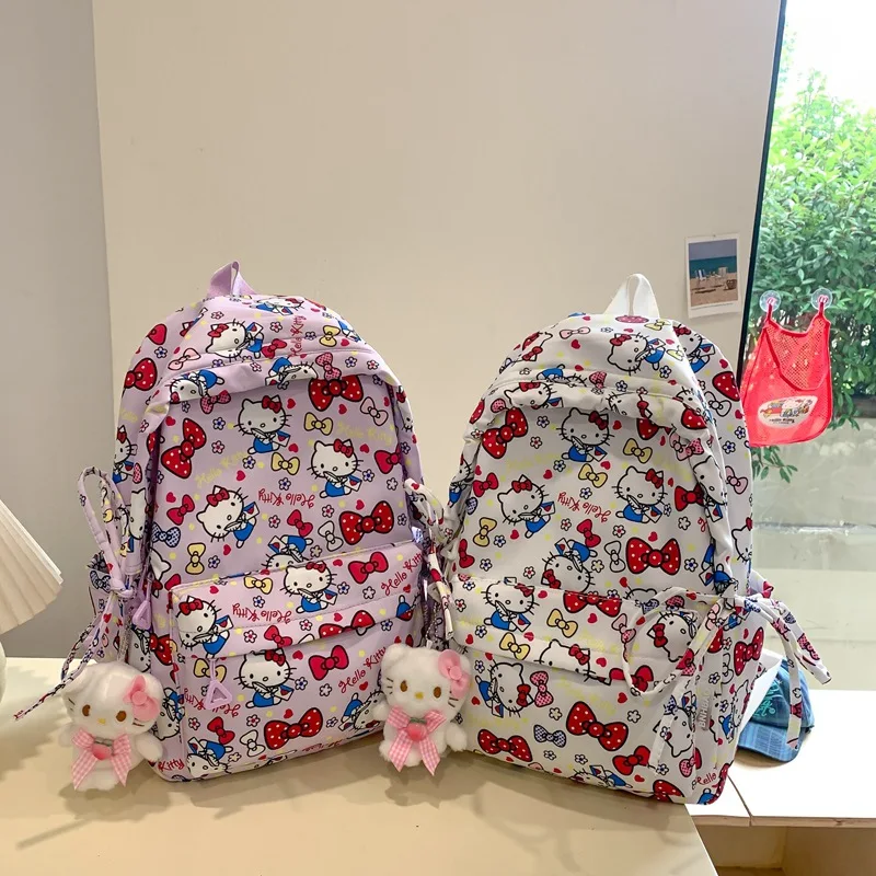 Nowy plecak z nadrukiem Sanrio Hello Kitty tornister studencki o dużej pojemności torba na ramię z zamkiem błyskawicznym rozrywka wodoodporna Y2k