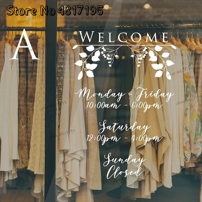 Business Vinyl Decal Hours Of Operation Stickers Welcome Business Hours Decal Personalized Business Hours Window Stickers