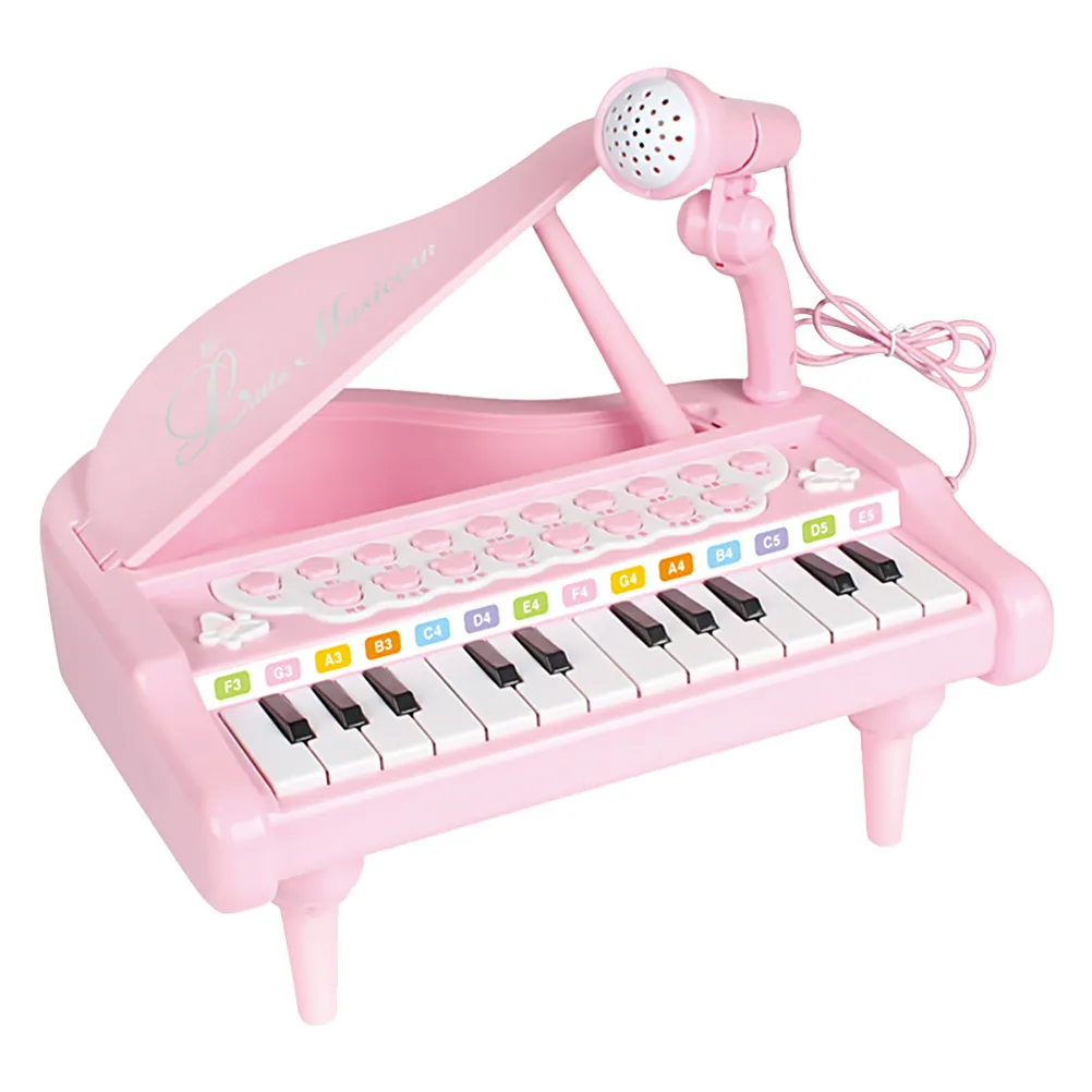 1Pcs Multifunctional Electronic Organ 54-Key Music Learning Instrument for Kids Creative Smooth-Edge Design Volume Control Pink