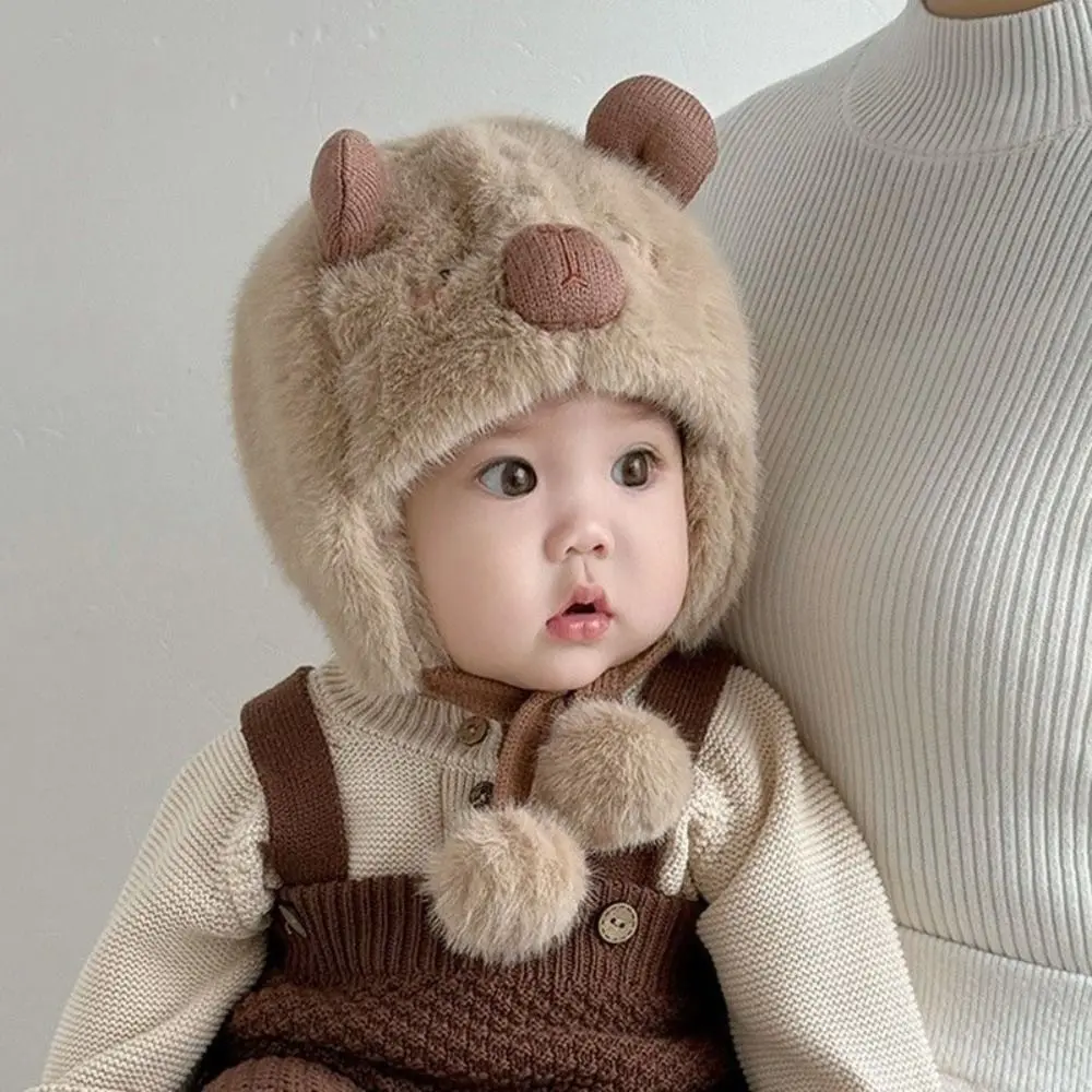 

Cartoon Warm Toddler's Lei Feng Hat Thickened Coldproof Baby Ear Protection Cap Soft Windproof Capybara Beanie Caps Infant