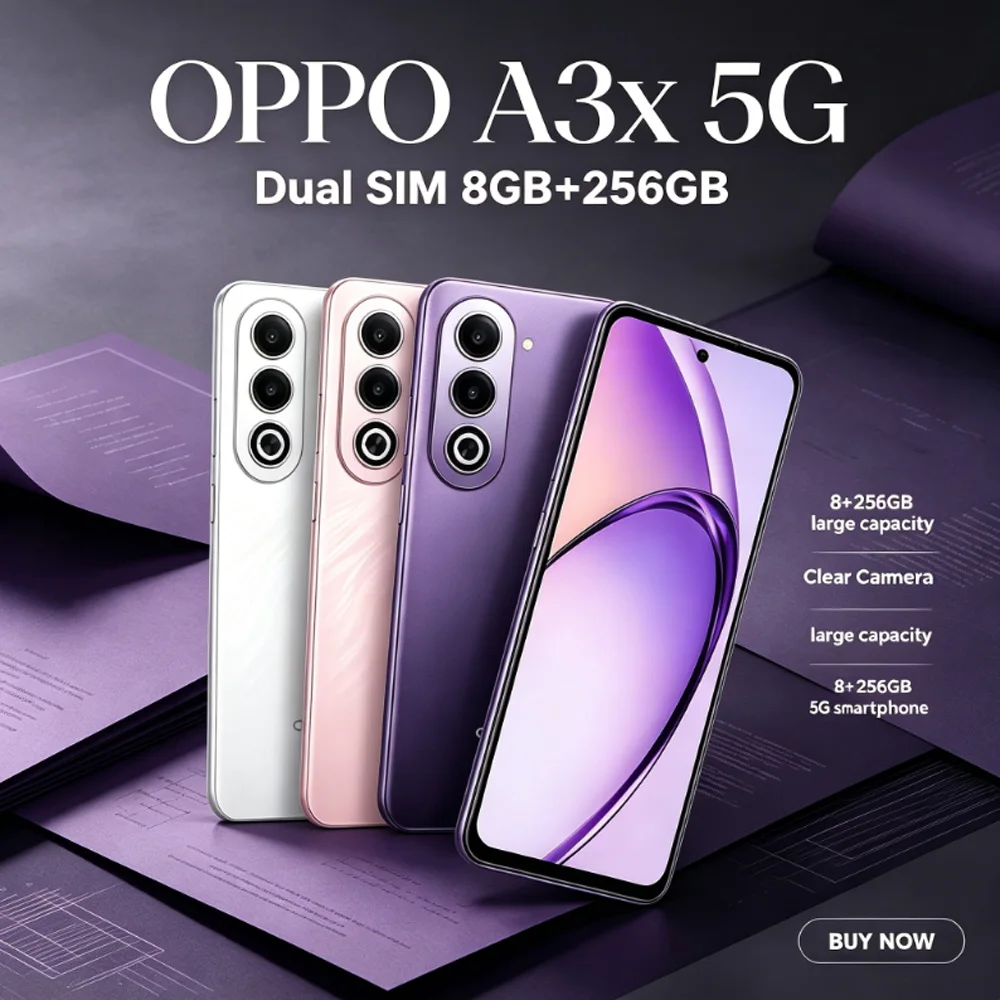Affordable OPPO A3x 5G Mobile 8GB+256GB 6.67 Bright Screen Anti-shock Large Battery Global Unlocked Dual SIM 5G Cellphone