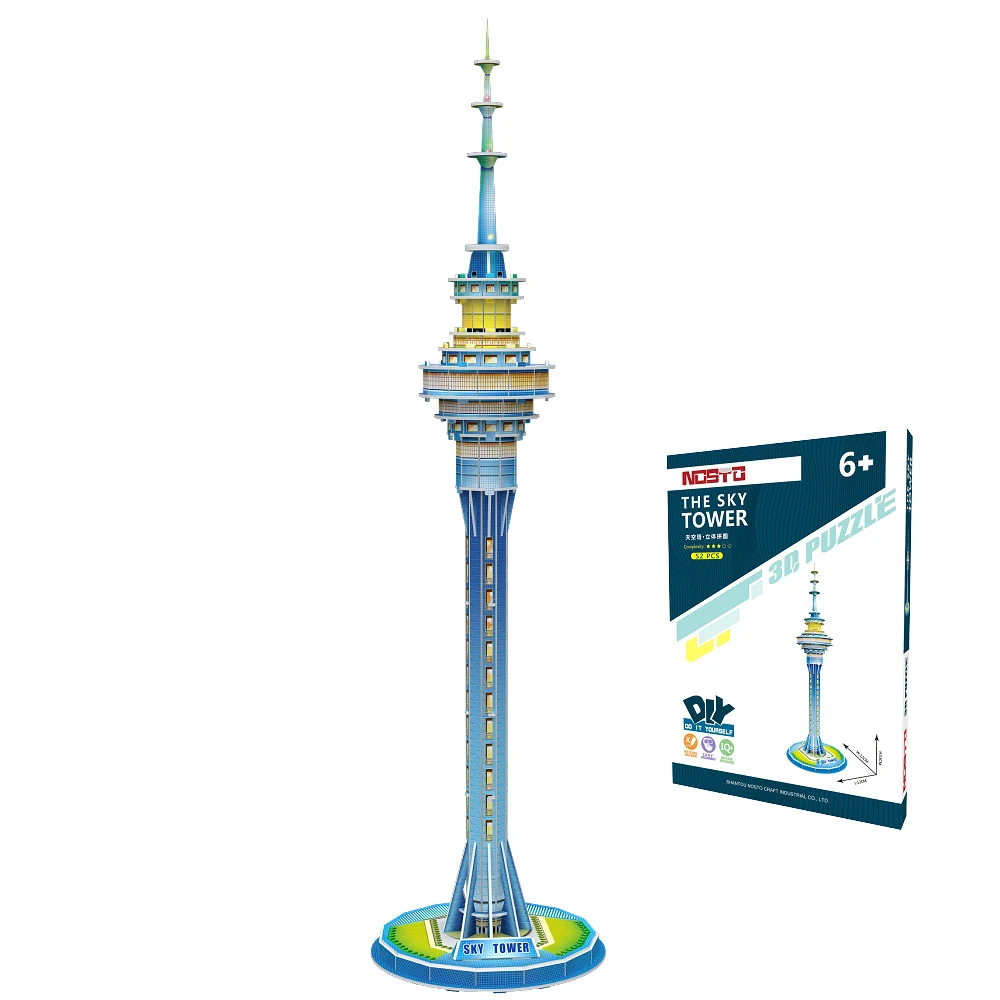 New Zealand Auckland Sky Tower 3D Paper Puzzle Building Model Toy World\'s Great Architecture Build Boy Girl Friend Travel Gift