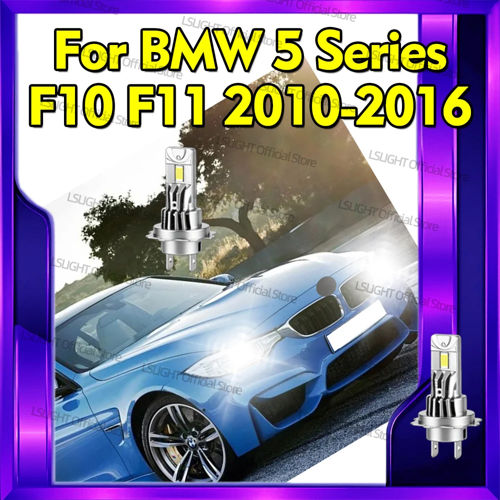 2x Bright White LED H7 Headlights 30000LM Bulbs For BMW 5 Series F10 F11 2010 2011 2012 2013 2014 2015 2016 Car Head Lamps 6000K
