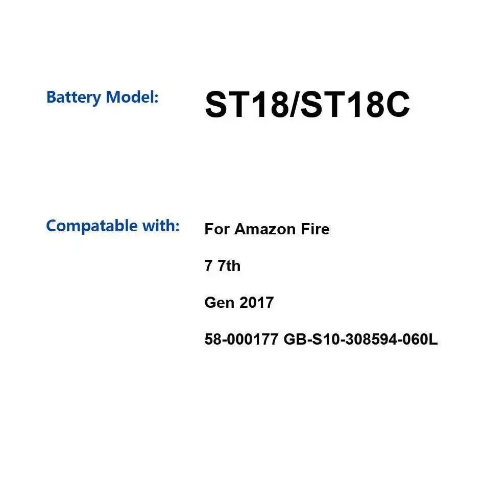 

2980 мАч ST18 ST18C аккумулятор для ноутбука высокой эффективности для Amazon Kindle Fire 7 7-го поколения 2017 58-000177 GB-S10-308594-060L