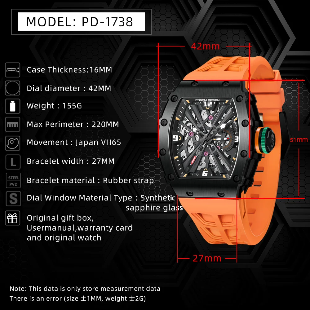 2023 New PAGANI DESIGN VH65 Sapphire Glass Man Quartz Wristwatch Stainless Steel 10MM Waterproof Clock Top brand Watch For Men