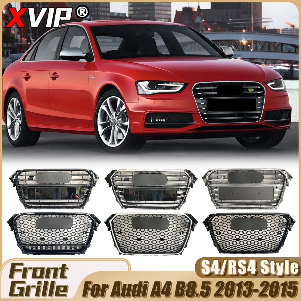 

XVIP Perfect Match Chrome Grey S4 Style Upper Grille For Audi A4 B8.5 2013-2015 Silver Frame RS4 Style Front Racing Grilles Mesh