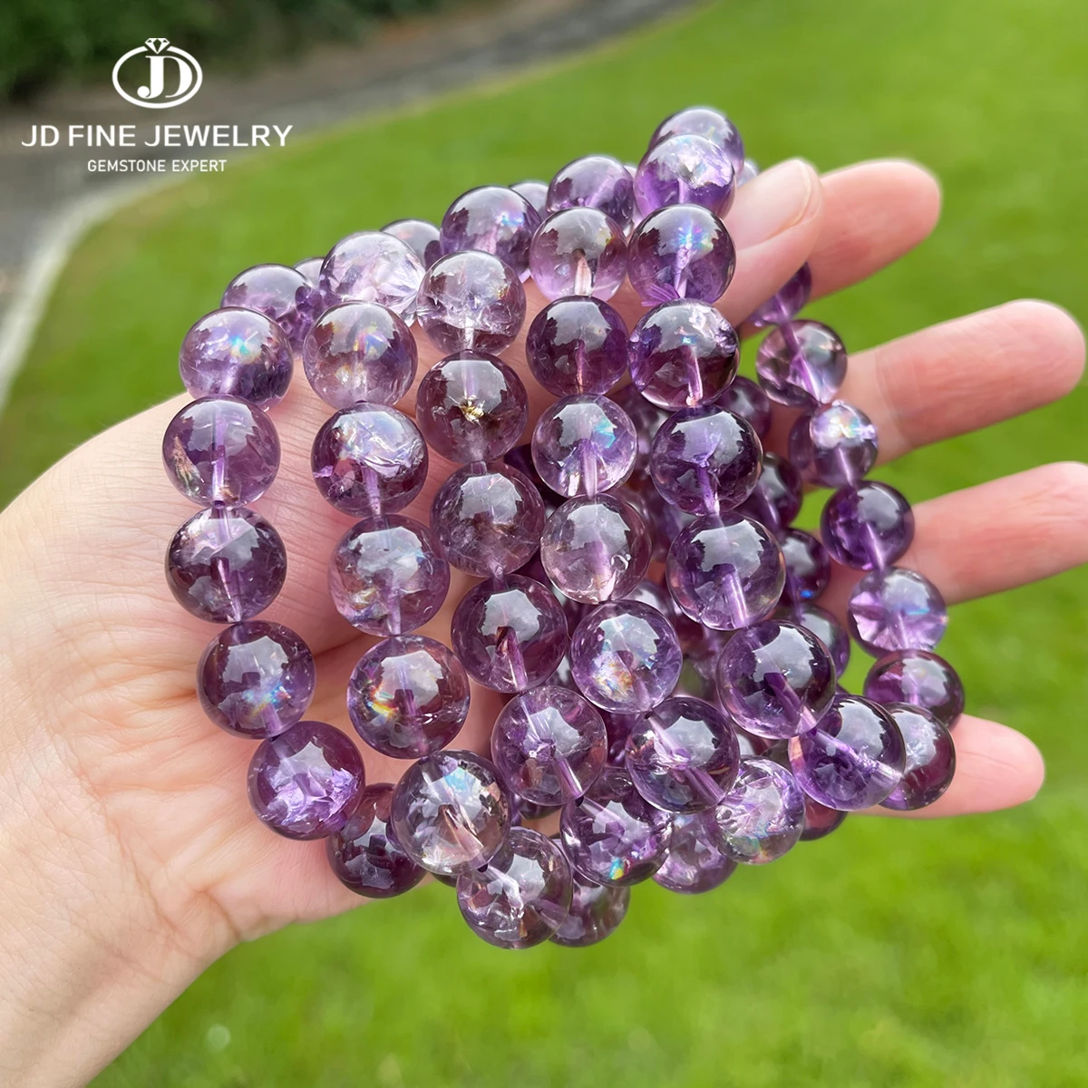 Lila Azeztulit Kristall Perlenarmband Naturstein Edelstein Schmuck Kristallarmband Modisches Geschenk für Frauen Männer Handgefertigt – Detail 1