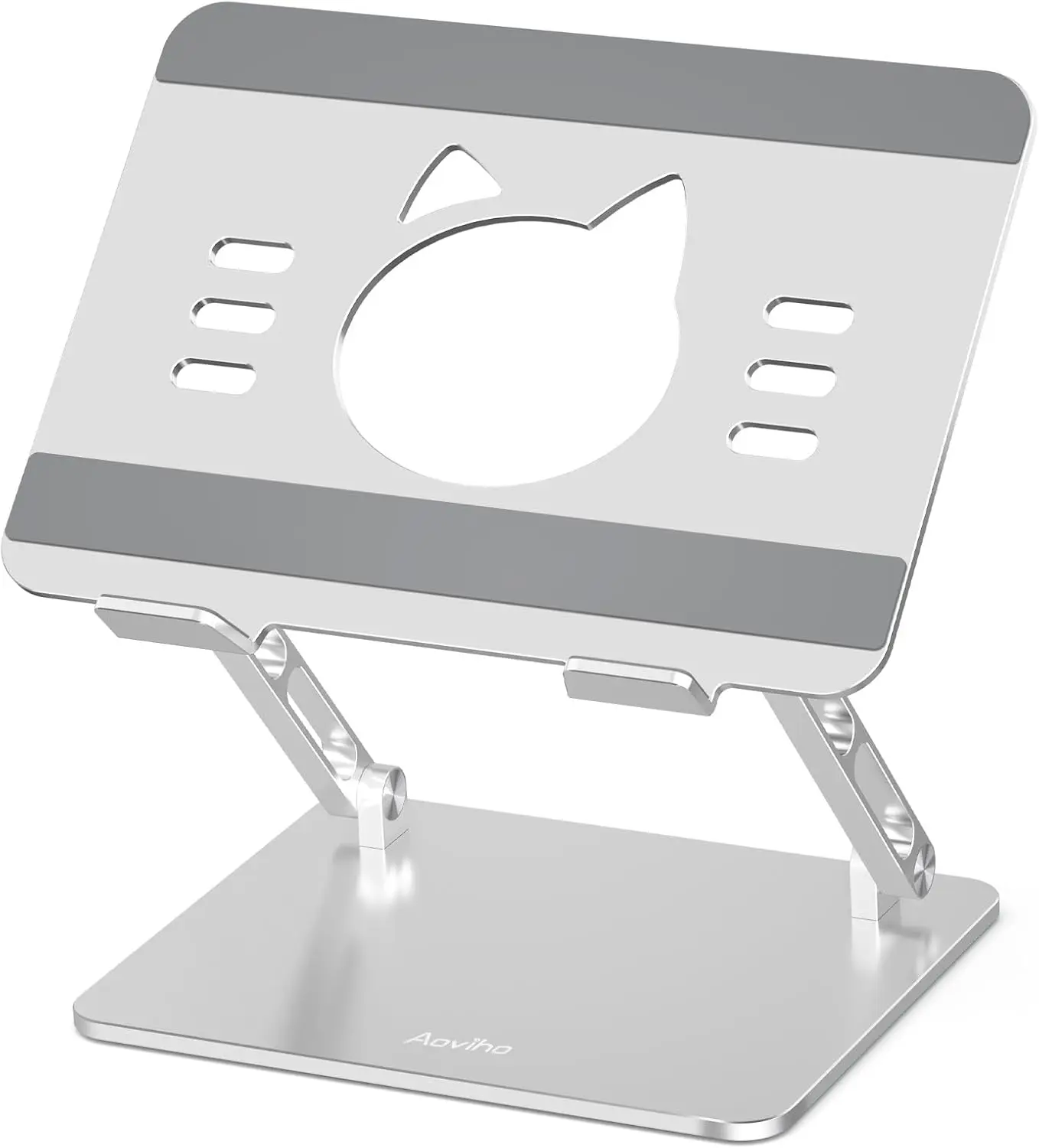 

Регулируемая алюминиевая подставка для ноутбука с охлаждающим отверстием в форме кошки, портативный настольный держатель для ноутбуков 10-17,3 дюймов, серебристый