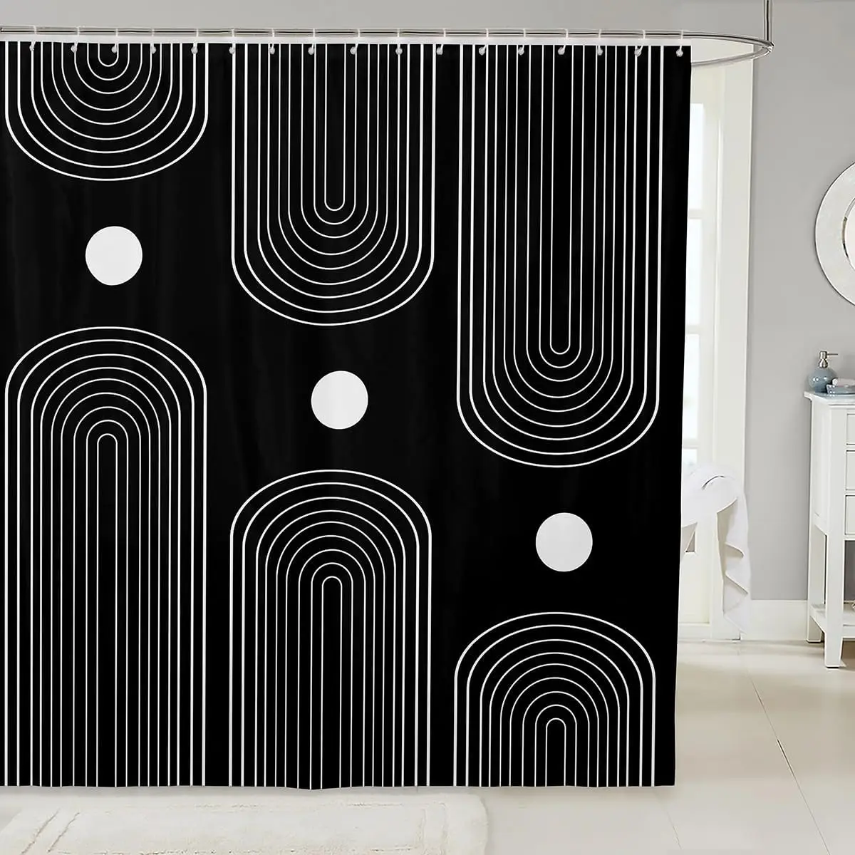 

1 шт. черно-белая занавеска для душа для декора ванной комнаты 72 дюйма Д x 72 дюйма Ш богемная занавеска для ванной в стиле бохо современное искусство аксессуар для ванной комнаты