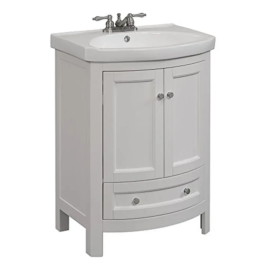 Modern Vanity Basin White 2 Doors 1 Drawer 19x24.6x34 Soft Close Technology