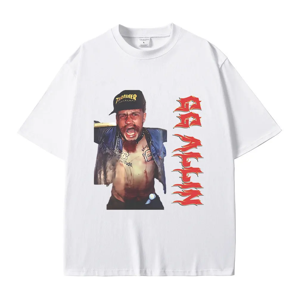 Limited Vintage Punk Rock GG Allin Graphic T Shirt Men Women Fashion Casual Oversized Tshirt Male Pure Cotton Harajuku T-shirts