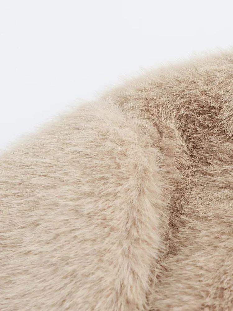 Cappotto a maniche lunghe effetto pelliccia sintetica aderente casual in tinta unita alla moda e versatile da donna in stile europeo.