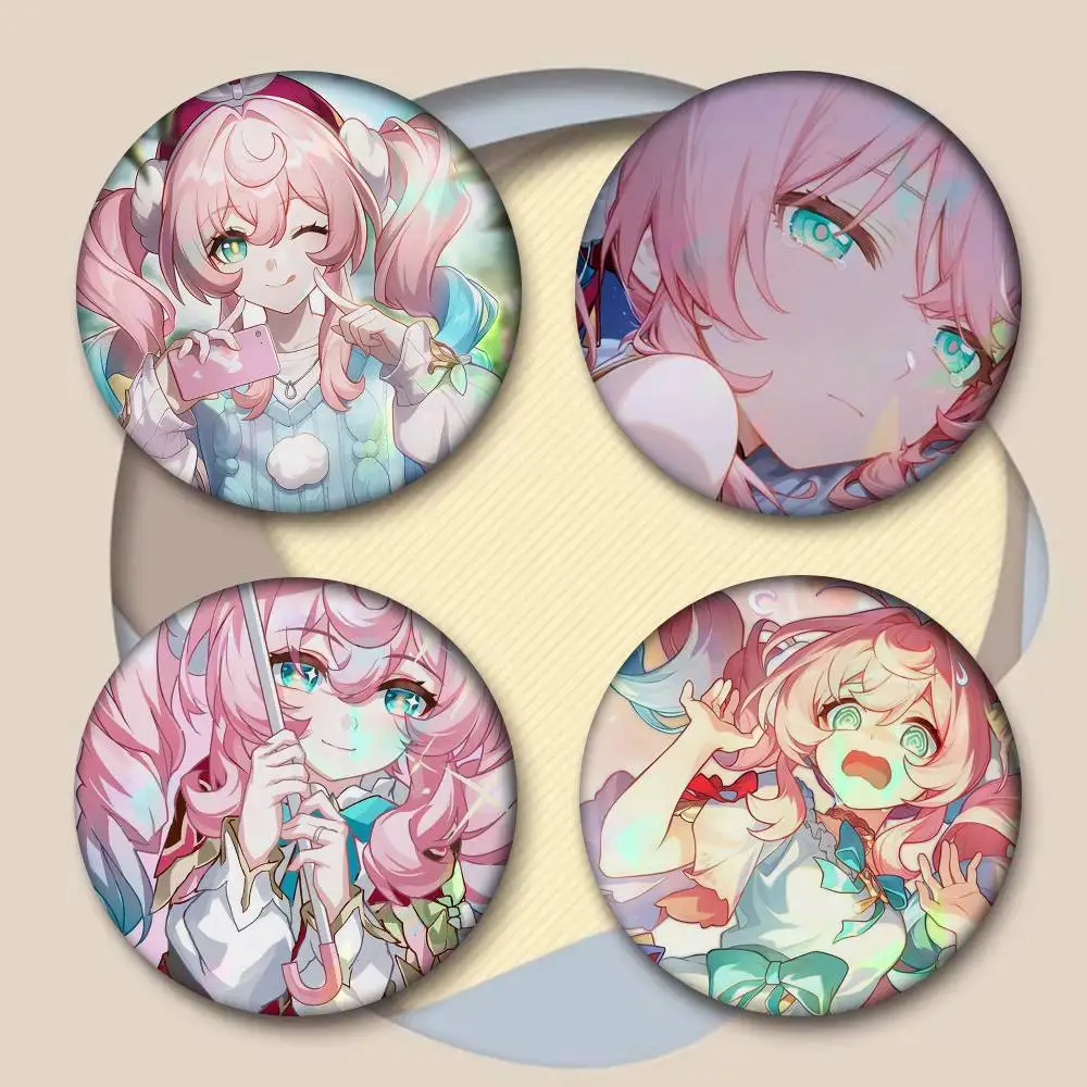 Game Anime Honkai Star Rail Hyacine    Soft Button Pin Round Metal Badge Lapel Pin Parts Gift Friends Kid Jewelry