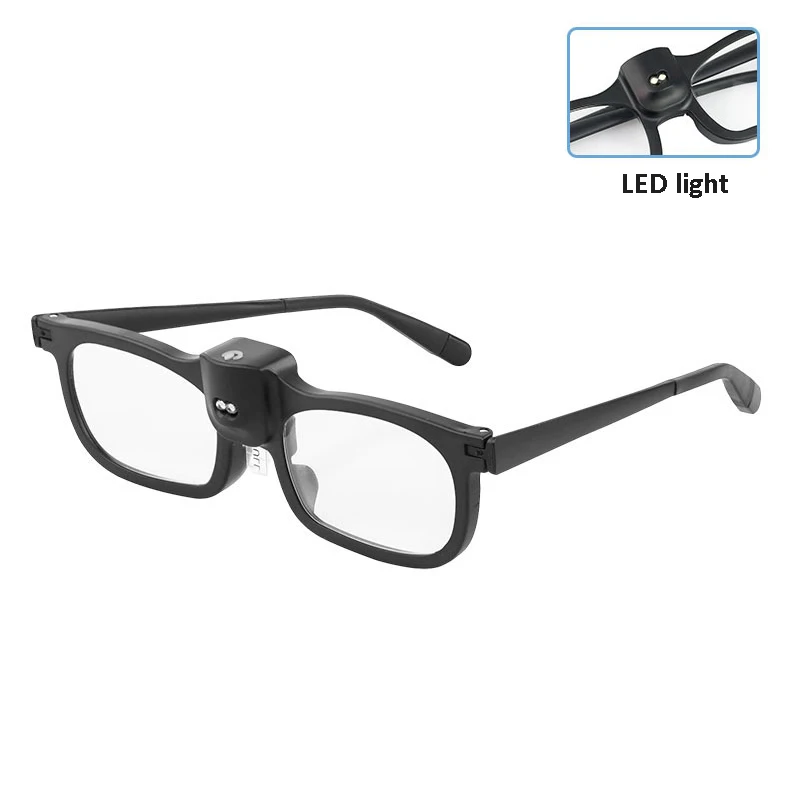 1.8X/1.3X LED Magnifying Glasses Magnifier with Illumination Optical Resin Lenses ABS Frame 250/350/400/450D for Elderly People