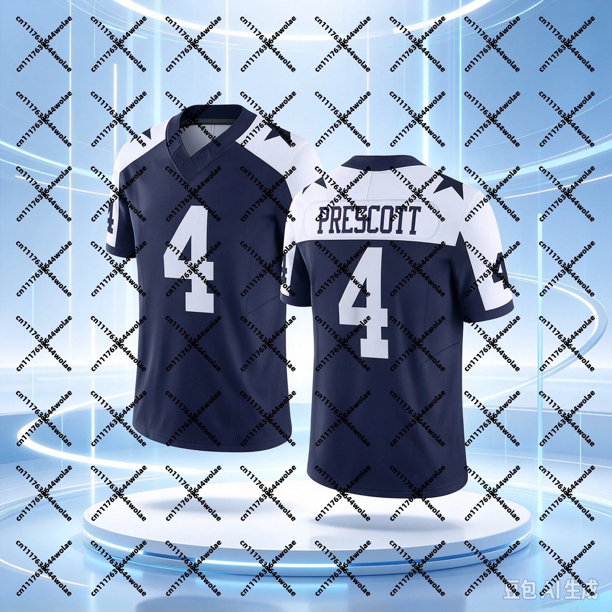 New  Men #4  American Football Jersey V‑Neck Short Sleeve Tops Quick Dry Sport Fan Casual Sports Training Family Matching