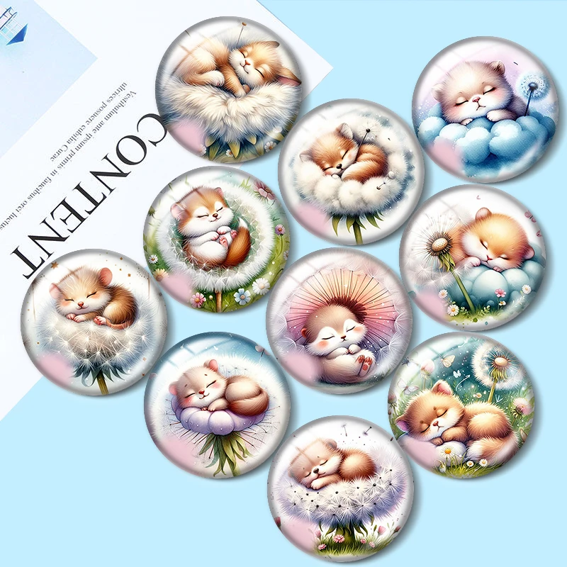 

Adorable Animals 10pcs 12mm/18mm/20mm/25mm Round photo glass cabochon demo flat back Making findings
