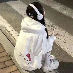 Sudadera con capucha de estilo Y2K para mujer y niño, ropa con muchas reseñas coreanas, bonita sudadera con estampado de Hello Kitty Sanrio, moda Harajuku Stree