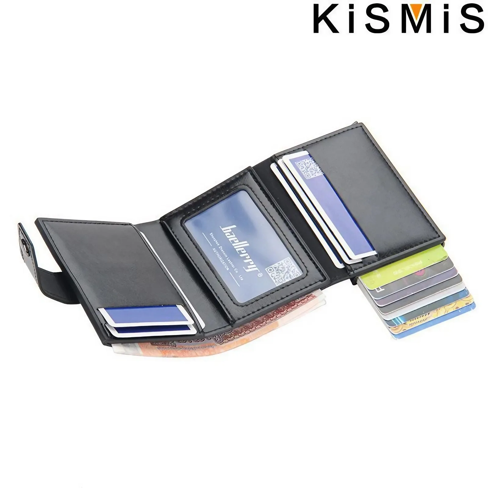 KISMIS RFID Blocking Business Card Case - Genuine Leather Credit Card Holder Wallet with Gift Box, Minimalist Design