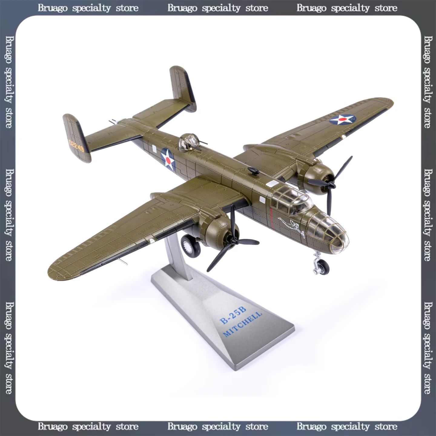 

B25 масштаб 1/72, модель военного бомбардировщика, имитация Второй мировой войны, сплав, мастерство, коллекционная деталь, готовая модель