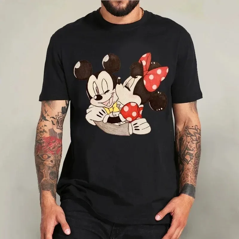 Cotton Black T-shirt for Men Disney Mickey Mouse Pattern Casual Comfortable T-shirt Anime Tops Summer Fashion Short-Sleeved image 6