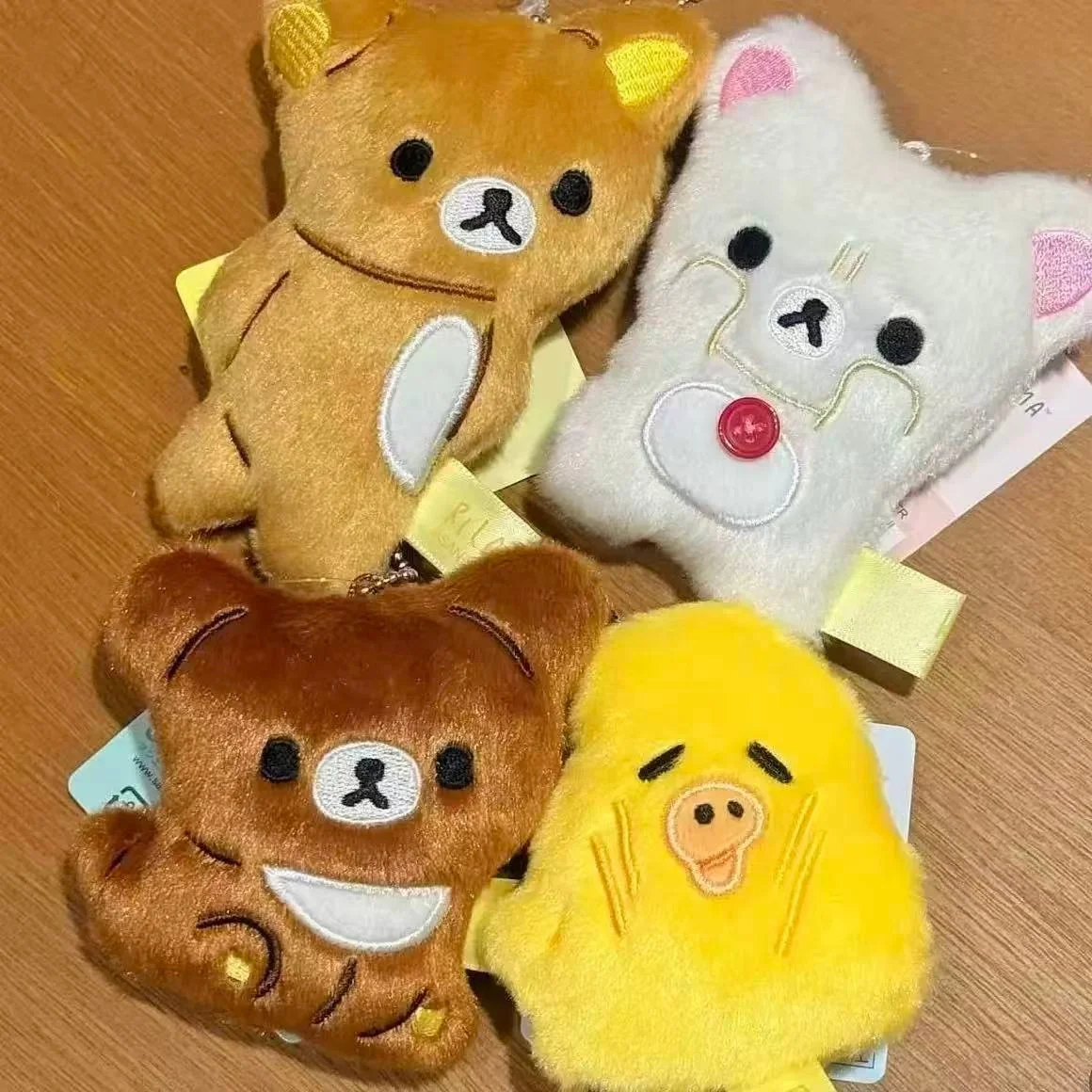 Cartoon Rilakkuma emoticon Doll Plush Toy bag Pendant Anime kawaii flat Kiiroitori Chick angry Plush Keyring  Bear Stuffed doll
