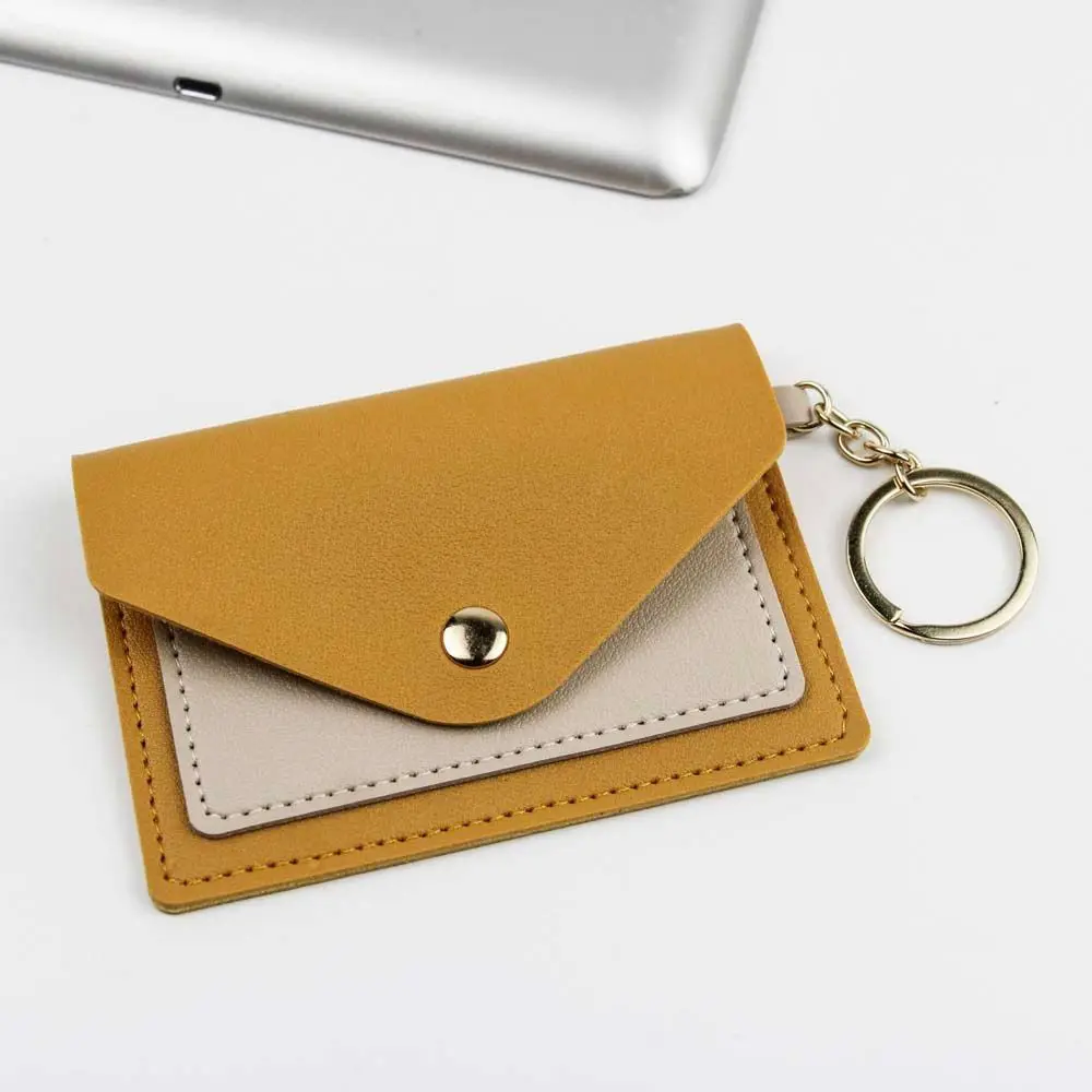 Color Card Case Business Card Cover With Keychain Coin Pocket Slim Wallet Korean Style Card Holder Coin Purse ID Card Holders