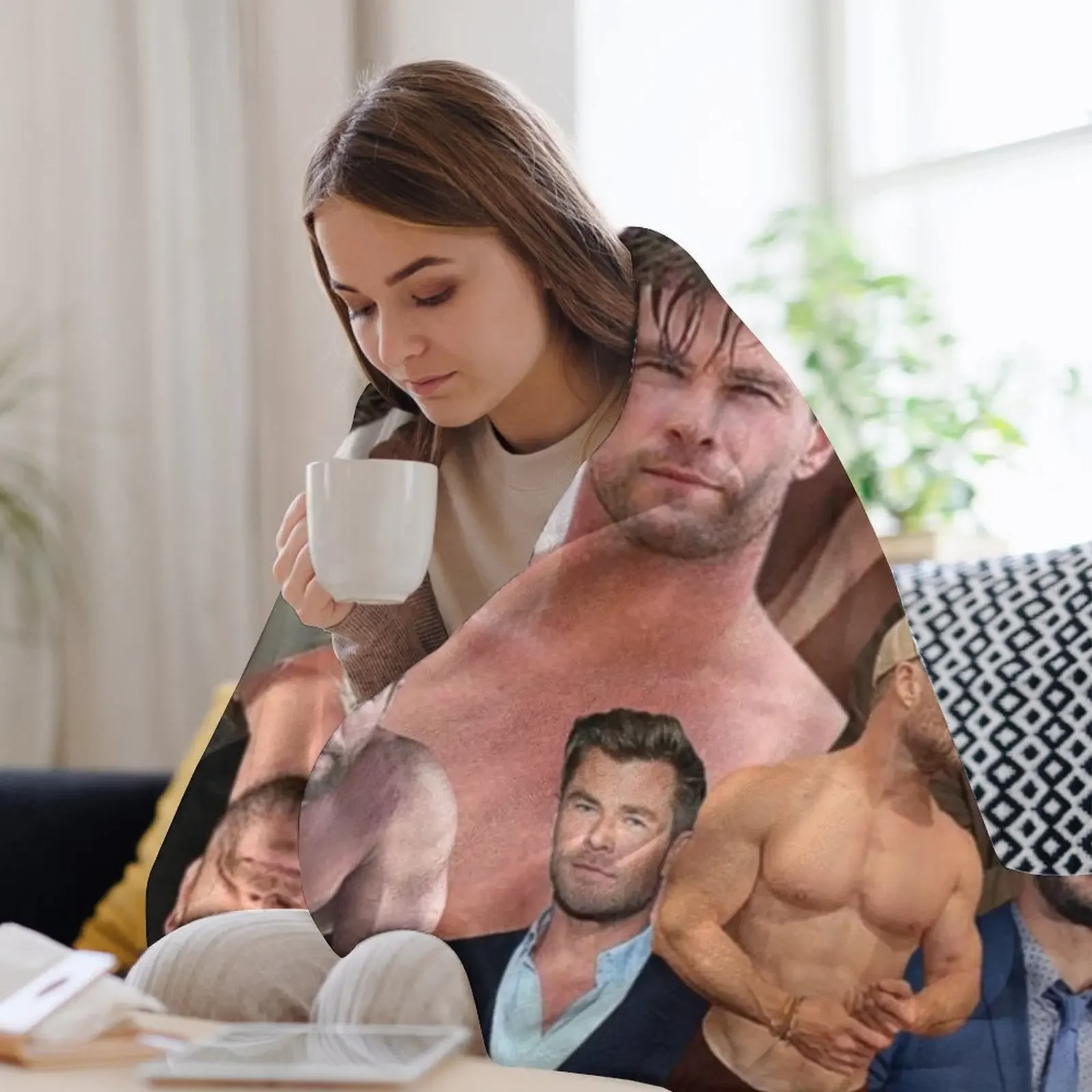 كريس هيمسورث صورة الكولاج رمي بطانية فضفاضة الزخرفية البطانيات الأرائك من الديكور الأرائك البطانيات #3