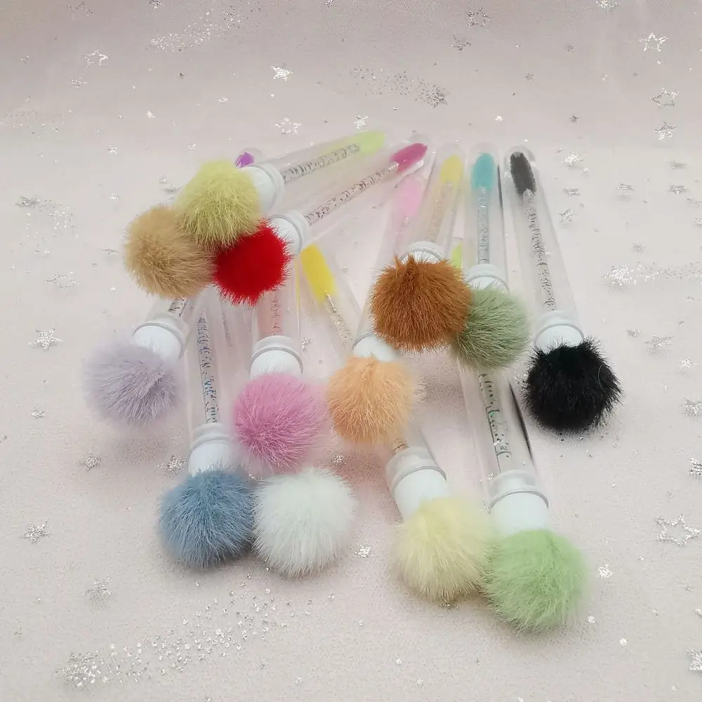 Flauschiger Haarballen-Mascara-Pinsel, transparenter Schlauch, staubdicht, glitzernder Mascara-Zauberstab, staubdicht, mehrfarbiger Schlauch, Wimpernbürste