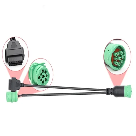 OBD2 Грузовой диагностический кабель J1939 OBD 9-контактный к 16-контактному разъему для Cummins Deutsch 9-контактный 6-контактный грузовик-кабель для подключения DB 25Pin