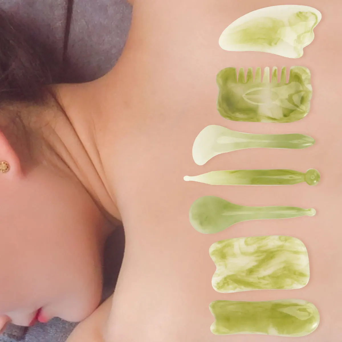 7Pcs Guasha Scraper Board High-Quality Durable Therapy Tool for Face Body Massage Relaxation Gift for Friends Family