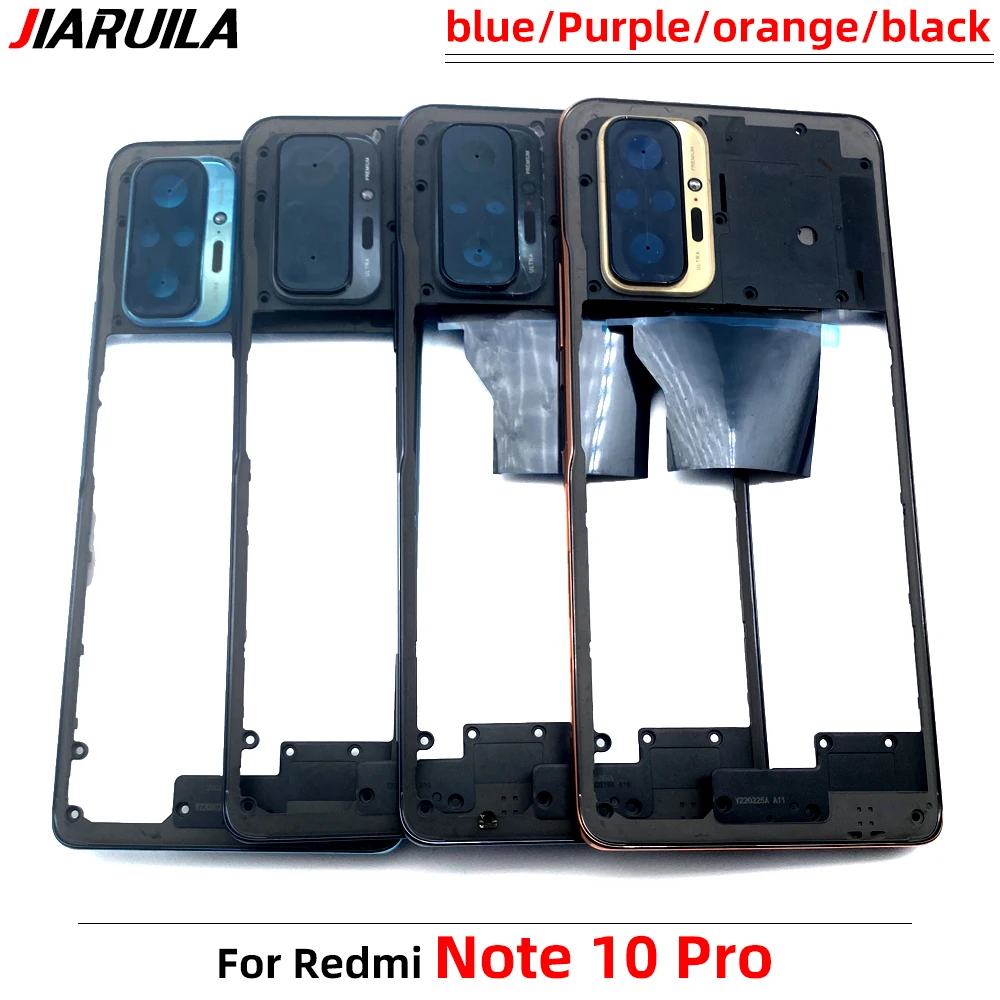 20Pcs，NEW Housing Middle Frame Case + Side Keys Power Volume Buttons With Camera Lens Replac For Xiaomi Redmi Note 10 Pro