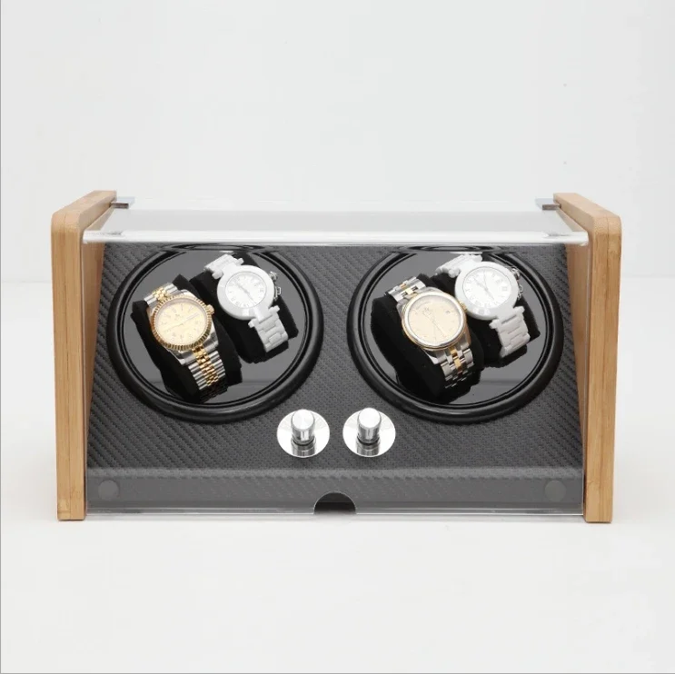 Bamboo wood  watch winder with 4 slots