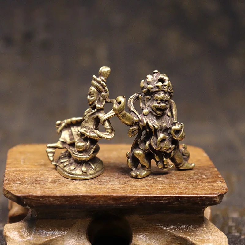 Copper Nepal Mahakala Buddha Miniatures Figurines Ornaments Home Decorations Accessories Retro Brass Buddha Statue Desk Decor