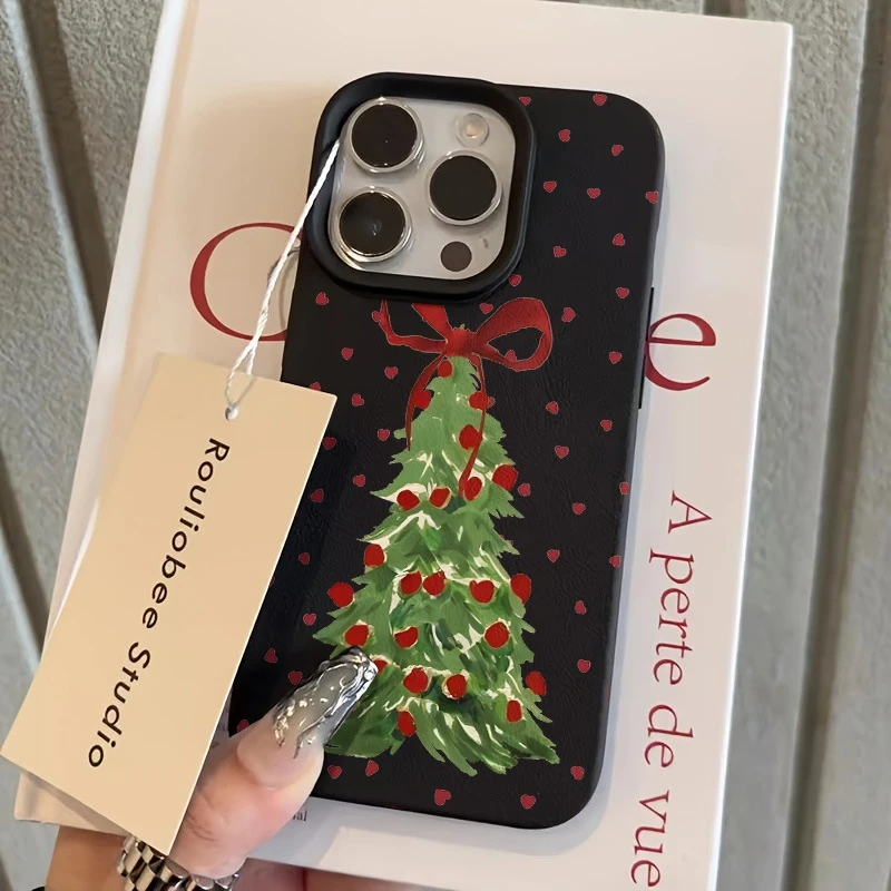 Coque de téléphone en cuir Lichee, Design d'arbre de noël, antichoc, pour Samsung S25 S24 S23 S22 S21 S20 S10 Plus FE Ultra 4G 5G