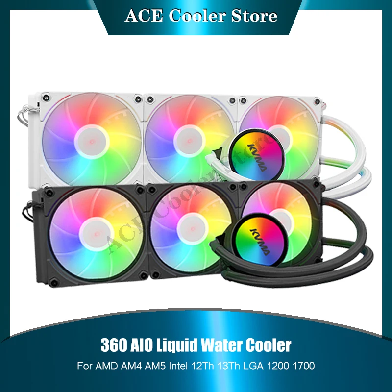 

CPU Water Cooling Processor Water Cooler AM5 1700 12th/13th Intel/AMD 360 RGB Watercooler Uni Fan Easy Mounting