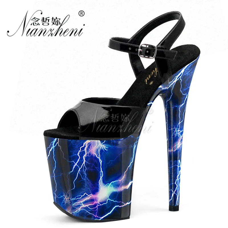 New lady Shoes Sexy Fetish Exotic Pole Dance 20cm High Heels 8inch Platform Clear Sandals Peep Toe Exotic Dancer Stripper show