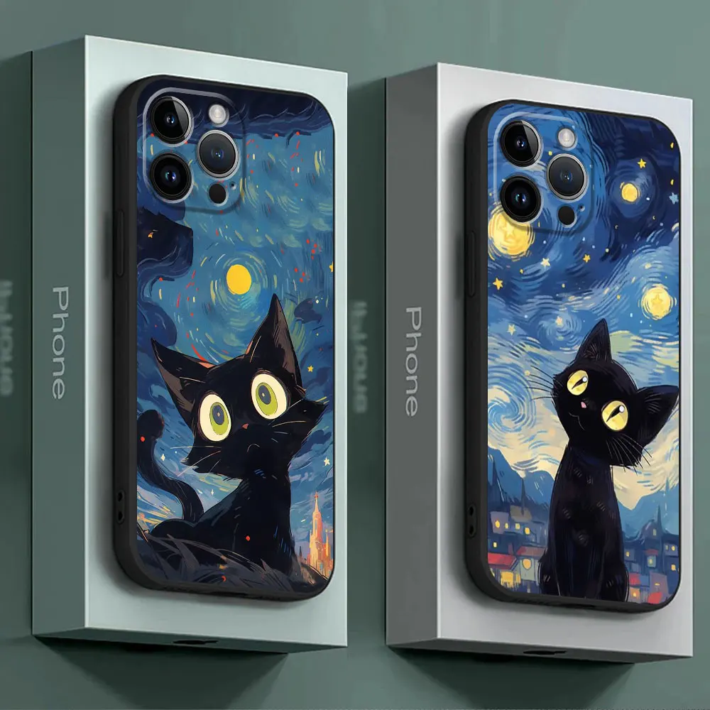 Armor Case for Huawei P40 Lite P30 Lite P Smart Z P20 Lite P30 Pro P20 Pro P Smart TPU Soft Cover Van Gogh Art Cute Kitty