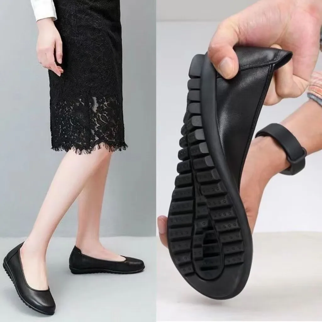 Fashion 2026 New Women's Genuine Leather Work Shoes, Comfortable Office & Commuting Shoes Outdoor Shoes