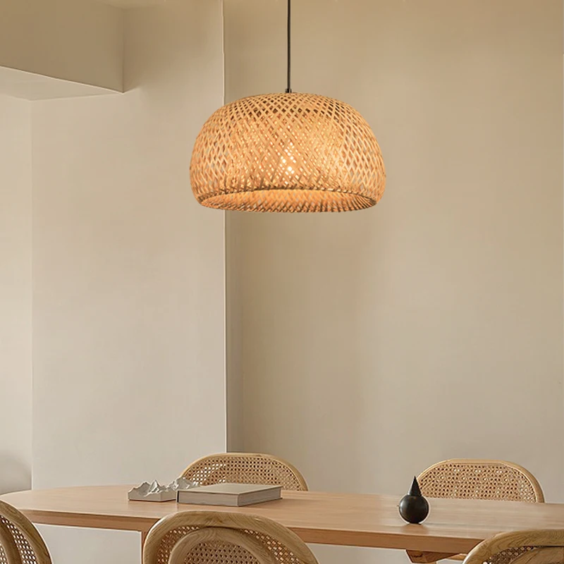 Lampu Gantung Bambu 30cm Lampu Hias Rotan Alami Anyaman E27 LED Lampu Chandelier Kap Lampu Tenun Tangan Perlengkapan Pencahayaan Lampu Gantung