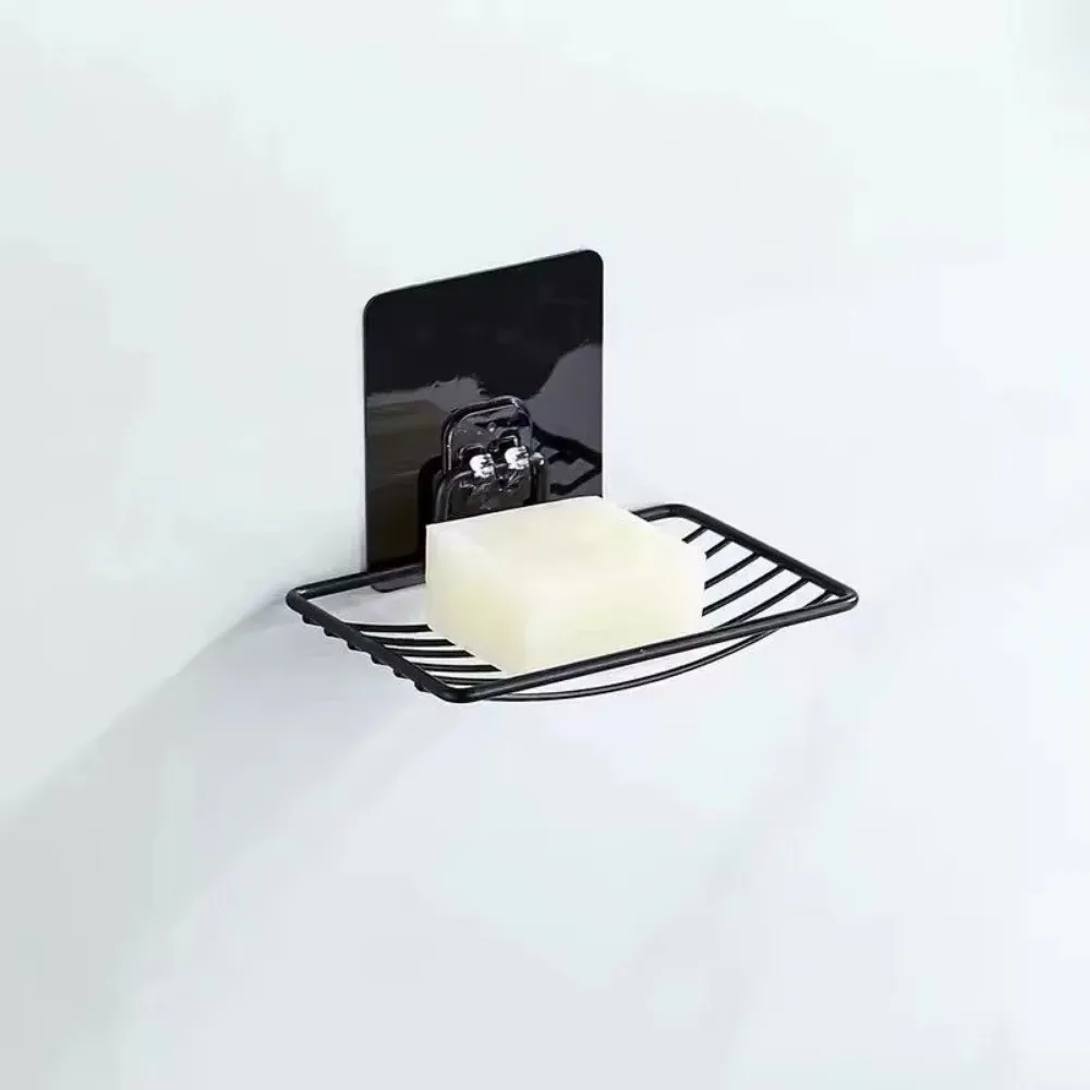Punch-free Stainless Steel Soap Rack Self-Draining Wall Hanging Soap Dish Holder Single Layer Storage Saver