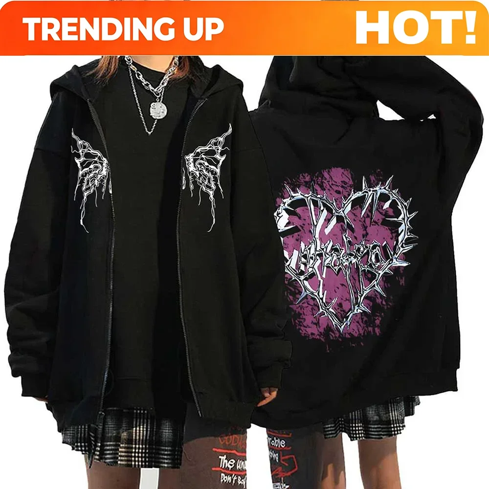 Custom Custom Y2k Clothes Oversized Autumn Winter Fleece Zipper Hoodies Gothic Zip Up Sweatshirt Men Women Loose Jackets Hip Hop