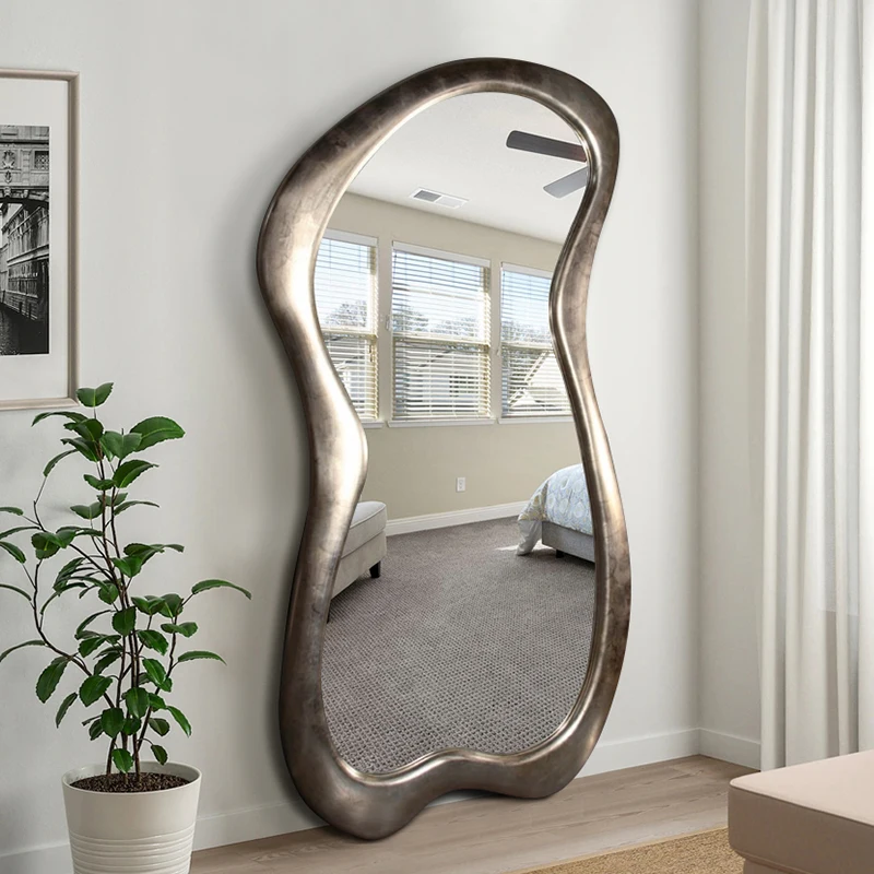 Irregular floor mirror, full body fitting mirror, irregularly placed on the ground, dressing mirror wall hanging wall