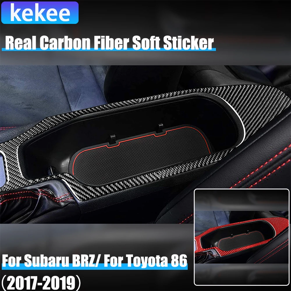 

Real Carbon Fiber Car Accessories Center Armrest Cup Holder Cover Soft Sticker For Subaru BRZ Toyota 86 GT86 2017 2018 2019