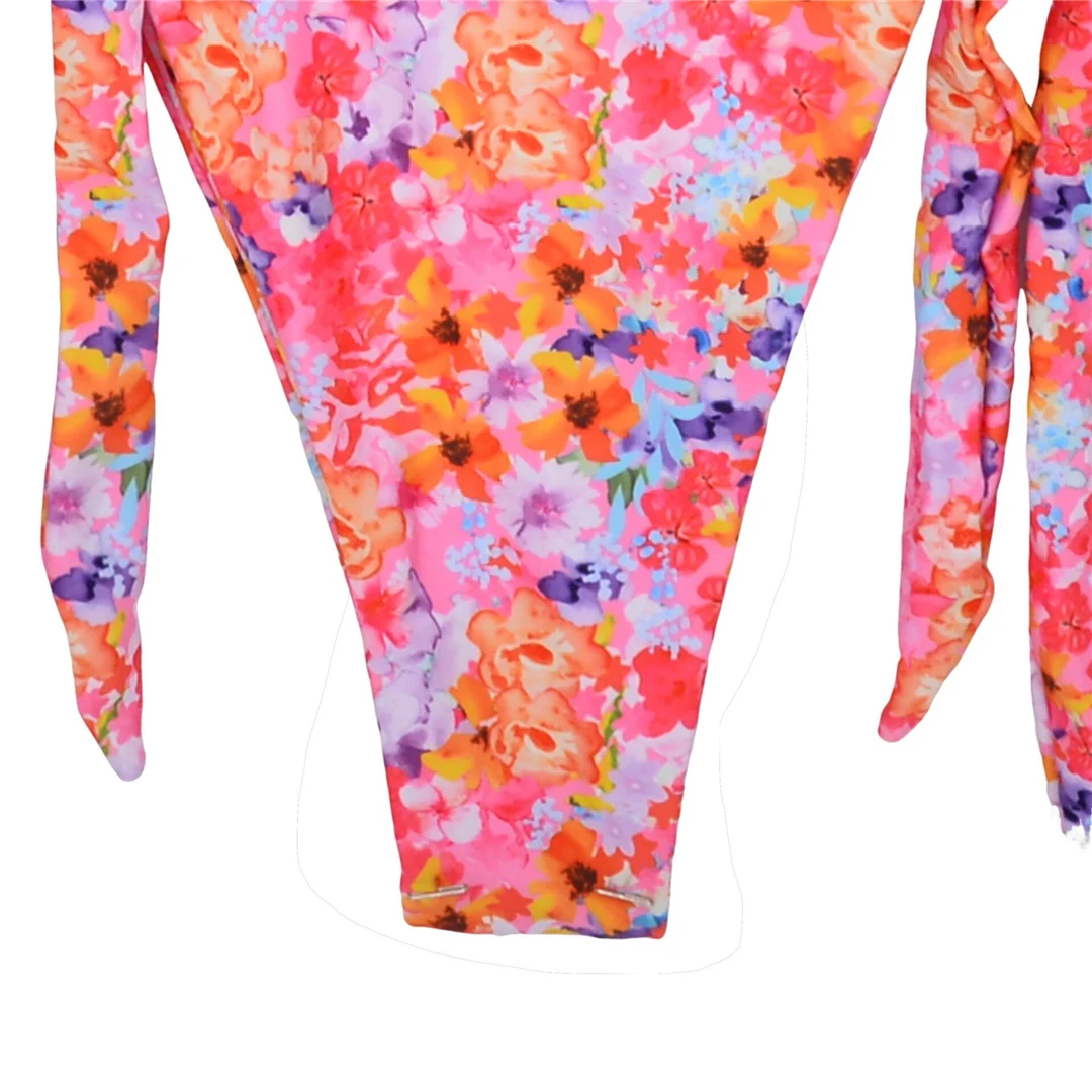 S - XL, mit Blumenmuster, trägerloses Bikini-Oberteil, Damen-Badeanzug, zweiteiliges Bikini-Set, Badebekleidung, Badeanzug, Modell V6212. – Detail 8