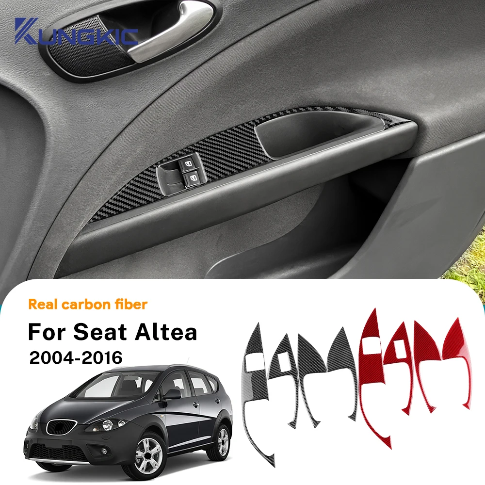 

For Seat Altea 2004-2011 2012 2013 2014 2015 2016 Real Soft Carbon Fiber Sticker LHD RHD Car Window Lift Panel Interior Trim